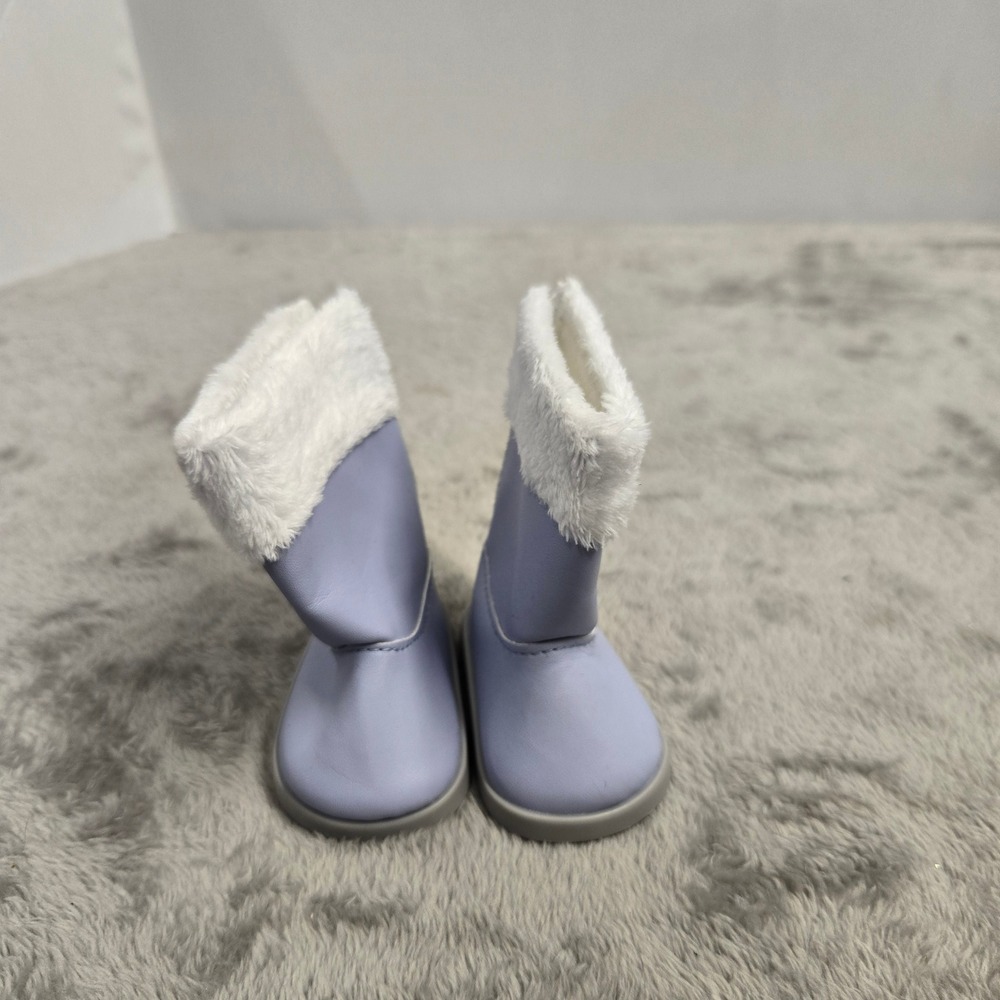 American Girl Doll Lavender Purple Winter Boots White Faux Fur Trim 18 Inch Doll